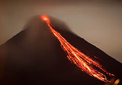 Pyroclastic avalanche of lava from Arenal volcano