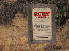 Sign at the entrance to Ruby, Arizona