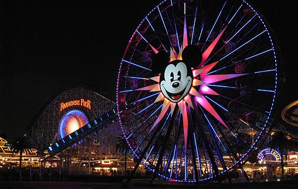 Mickey's Fun Wheel at night