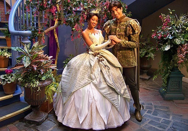 Tiana and Naveen at the Princess and the Frog Meet-And-Greet Area at the Court of Angels, Disneyland