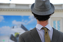 Actor portraying Renee Magritte art