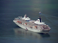 Cruise ship in a fjord