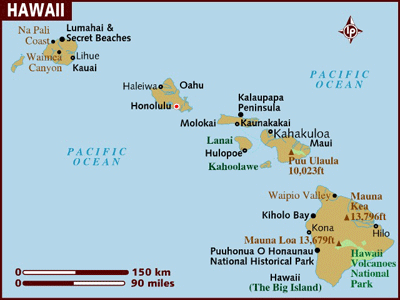 Map of the Hawaii islands