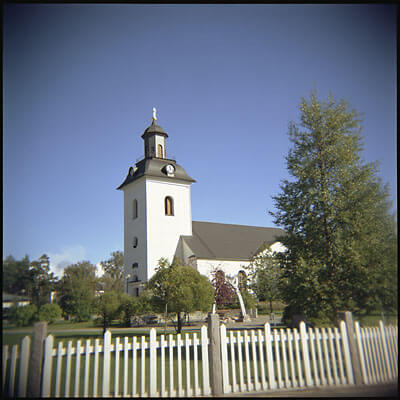 The church in Sveg, as taken with my Holga.