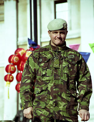 Soldier imaged during a recruitment drive at Trafalgar Square, London.