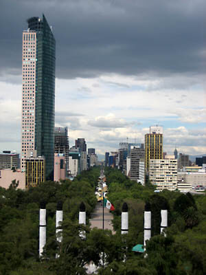 A view over Paseo de la Reforma and Ninos Heroes from Castillo Chapultepec, Mexico City.