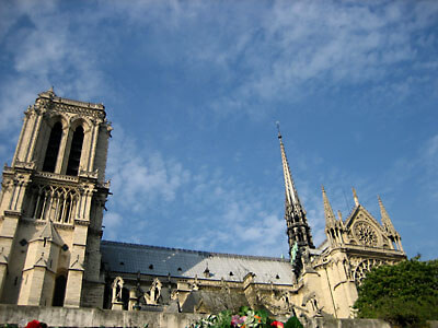 An unusual view of Notre Dame from the Seine. Paris.