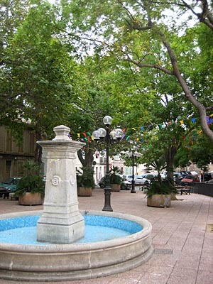 A pretty square with a fountain in Marseille, France