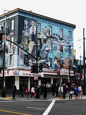This mural is on a building in North Beach, San Francisco.