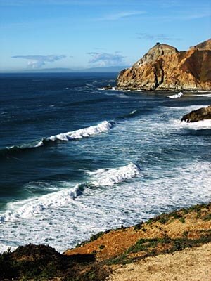 The beautiful Californian coastline just north of Santa Cruz