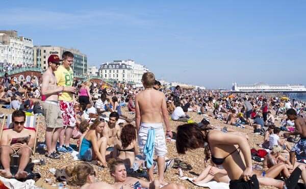 A sunny day at Brighton Beach, England