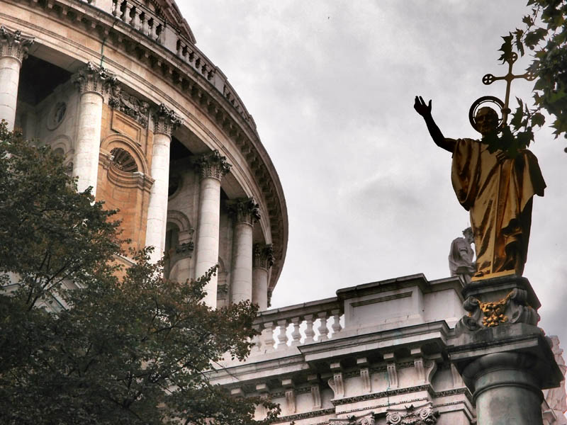 Statue on the north side of St Paul's Cathedral in London