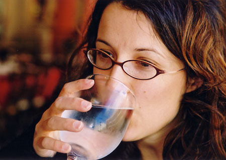 Sandy and water glass.