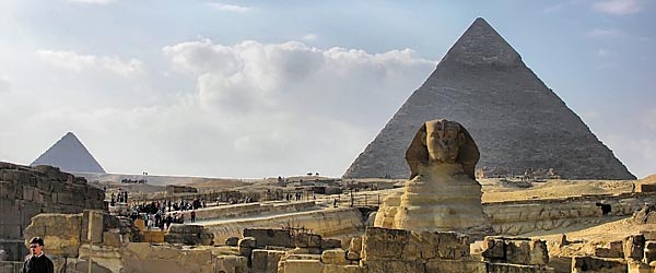The pyramids and Sphinx at Giza