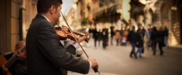 Street musician in Rome, Italy