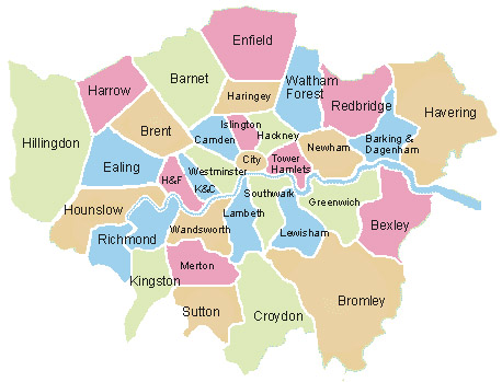 Map of Central London areas