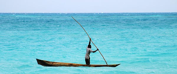 A canoe fisherman in Zanzibar